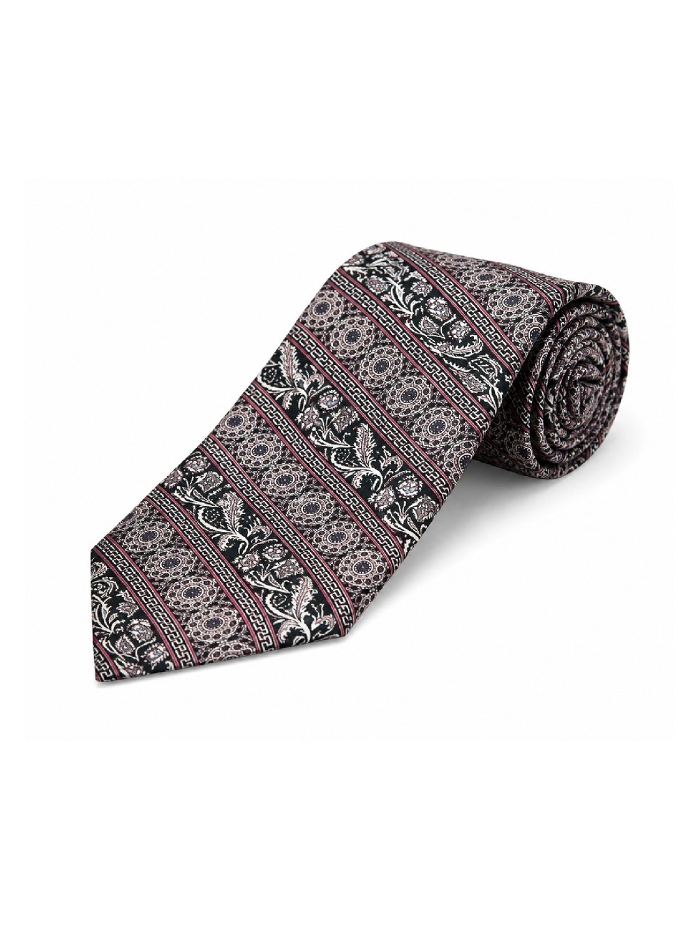 Christian Dior Silk Necktie Black Pink Floral Geometric Print Neck Tie‎ USA Made